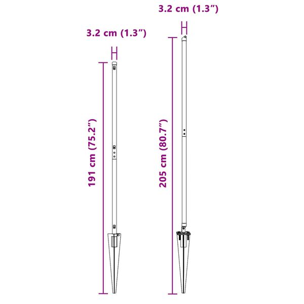 vidaXL Stâlp de gard. Altele 26 pcs Gri 3,2 x 3,2 x 160 cm Oțel
