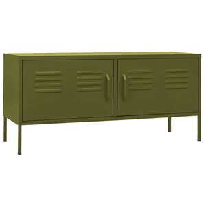 vidaXL Comodă TV, verde măsliniu, 105x35x50 cm, oțel