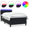 vidaXL Pat cu arcuri cu saltea și LED, negru, 100x210 cm, catifea