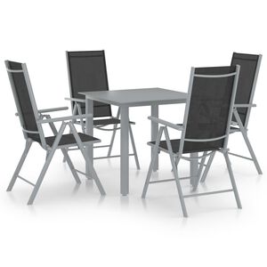 vidaXL Set mobilier de grădină, 5 piese, argintiu și negru, aluminiu