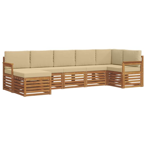vidaXL Set canapea sectională cu pernă 7 pcs Natural și Bej
