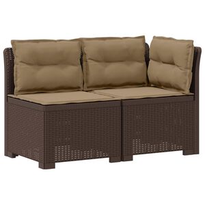 vidaXL Canapea de Grădină cu 2 Locuri cu Perne Aspect Rattan PP Maro