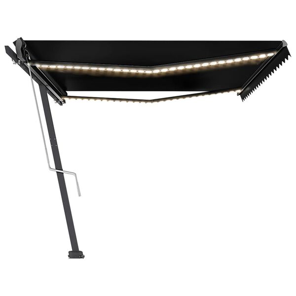 vidaXL Copertină automată cu LED & senzor v&acirc;nt, antracit, 500x350 cm