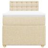 vidaXL Pat box spring cu saltea, crem, 80x200 cm, textil
