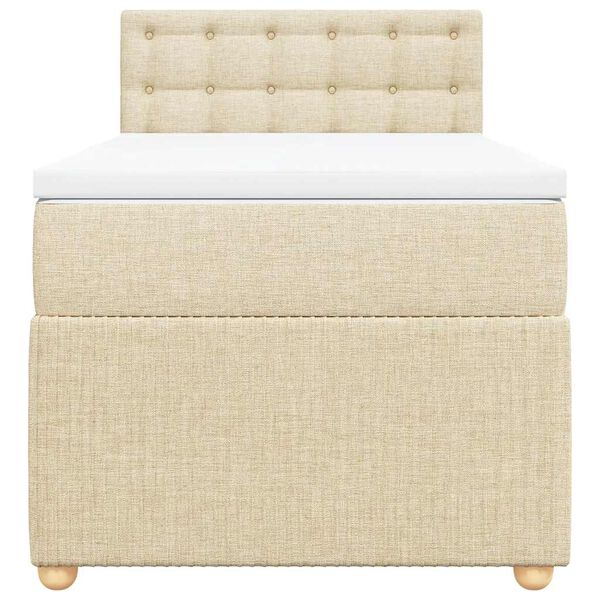 vidaXL Pat box spring cu saltea, crem, 80x200 cm, textil