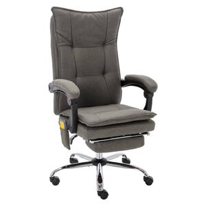 vidaXL Scaun de birou cu masaj, gri, material textil