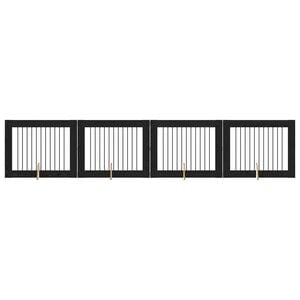 vidaXL Poartă pentru c&acirc;ini cu suporturi 4 pcs Stejar Negru 100 x 80 cm