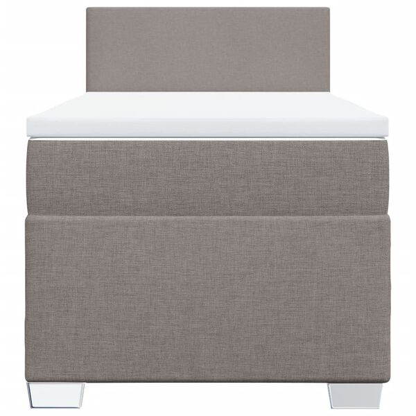 vidaXL Pat box spring cu saltea, gri taupe, 80x200 cm, textil