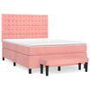 vidaXL Pat box spring cu saltea, roz, 140x190 cm, catifea