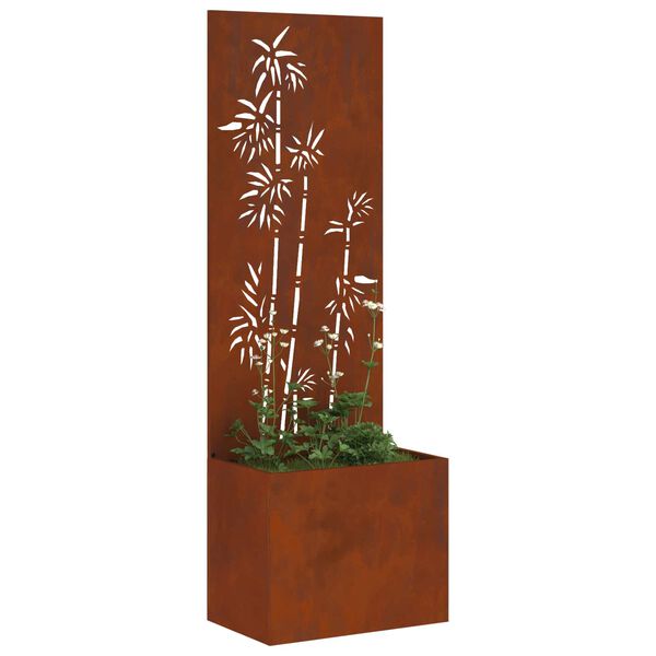 vidaXL Ecran de intimitate pentru grădină Floral Ruginit 50 x 140 cm