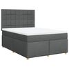 vidaXL Pat box spring cu saltea, gri &icirc;nchis, 140x190 cm, textil