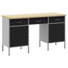 vidaXL Dulap de lucru cu sertar 3 pcs Negru Lemn ingineresc și oțel