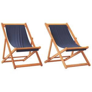 vidaXL Scaune de plajă pliante, 2 buc., albastru, material textil