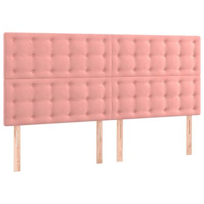 vidaXL Tăblie de pat cu LED, roz, 200x5x118/128 cm, catifea