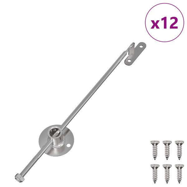 vidaXL Hingă cu tijă de tragere 12 pcs Argintiu 190 mm Fier