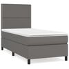 vidaXL Pat box spring cu saltea, gri, 100x200 cm, piele ecologică