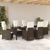 vidaXL Set de masă pentru grădină cu pernă 7 pcs Maro Rattan poli