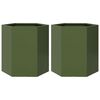 vidaXL Jardiniere grădină 2 buc. verde 46x40x45 cm oțel hexagonală