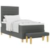 vidaXL Pat cu arcuri cu headboard Gri &icirc;nchis 200 x 90 cm țesătură