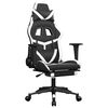 vidaXL Scaun de gaming cu suport picioare, negru/alb, piele ecologică