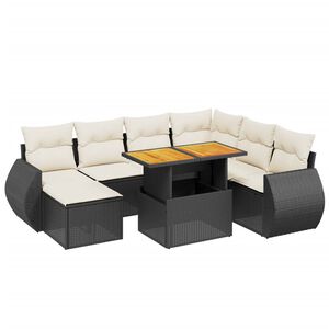vidaXL Set mobilier de grădină cu perne, 8 piese, negru, poliratan