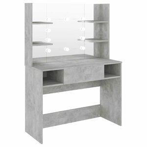 vidaXL Masă machiaj cu lumini LED, gri beton, 100x40x135 cm , MDF