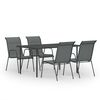 vidaXL Set mobilier de exterior, 5 piese, negru, oțel