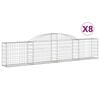 vidaXL Coșuri gabion arcuite, 8 buc., 300x30x60/80 cm, fier galvanizat