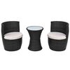 vidaXL Set mobilier bistro cu perne, 3 piese, negru, poliratan