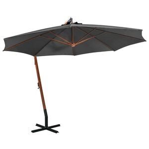 vidaXL Umbrelă &icirc;n consolă cu st&acirc;lp, antracit, 3,5x2,9 m, lemn de brad