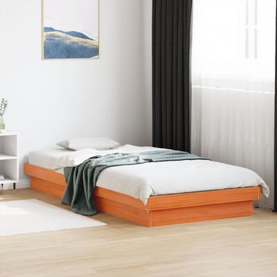 vidaXL Cadru de pat cu LED, maro ceruit, 90x200 cm, lemn masiv de pin