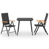 vidaXL Set mobilier de grădină, 3 piese, negru și maro