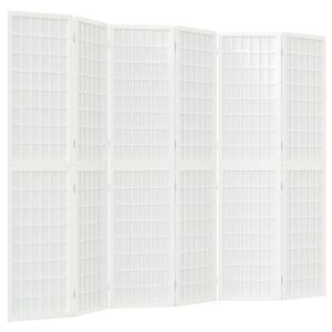 vidaXL Paravan pliabil cu 6 panouri, stil japonez, alb, 240x170 cm