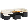 vidaXL Set mobilier grădină perne 8 piese negru, poliratan/lemn acacia