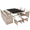 vidaXL Set mobilier de exterior cu perne, 11 piese, bej, poliratan