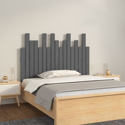 vidaXL Tăblie de pat pentru perete, gri, 108x3x80 cm, lemn masiv pin