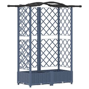 vidaXL Pat Ridicat cu Trellis și Acoperiș Gri 124 x 40 x 126 cm PP