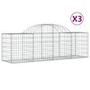 vidaXL Coșuri gabion arcuite 3 buc, 200x50x60/80 cm, fier galvanizat