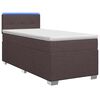 vidaXL Pat box spring cu saltea și LED Maro &icirc;nchis 80 x 200 cm