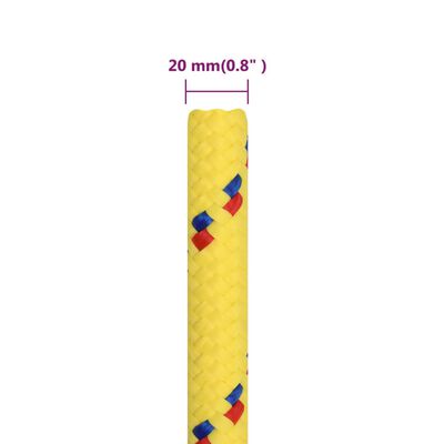 vidaXL Frânghie de barcă, galben, 20 mm, 100 m, polipropilenă