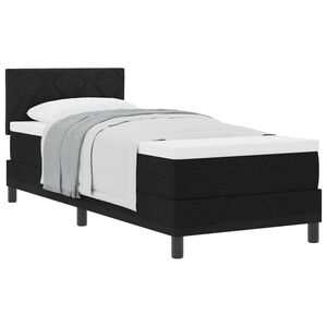 vidaXL Pat cu arcuri cu saltea cu headboard Negru 80 x 200 cm țesătură