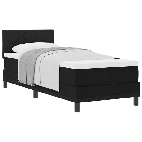 vidaXL Pat cu arcuri cu headboard Manual Negru 80 x 200 cm țesătură