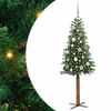 vidaXL Brad de Crăciun subțire Verde 150 cm PVC și lemn de PIN masiv