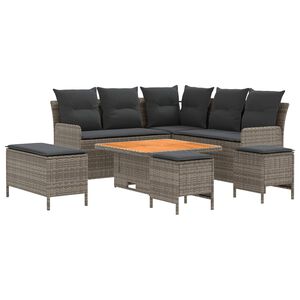 vidaXL Seturi de mobilier cu pernă 7 pcs Gri și gri &icirc;nchis Ratan PE