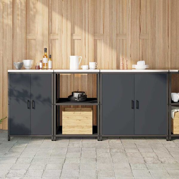 vidaXL Set de depozitare pentru bucătărie cu raft 3 pcs Antracit