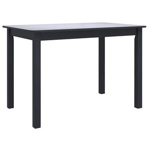 vidaXL Masă de bucătărie, negru, 114 x 71 x 75 cm, lemn masiv de hevea