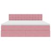 vidaXL Pat cu storage cu saltea cu headboard Roz 160 x 200 cm Catifea