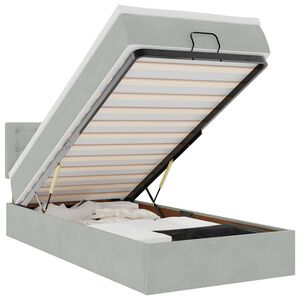 vidaXL Cadru de pat otoman cu saltea Gri deschis 100x200cm catifea