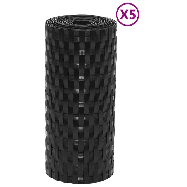 vidaXL Paravane pentru balcon, 5 buc., negru, 255x19 cm, poliratan