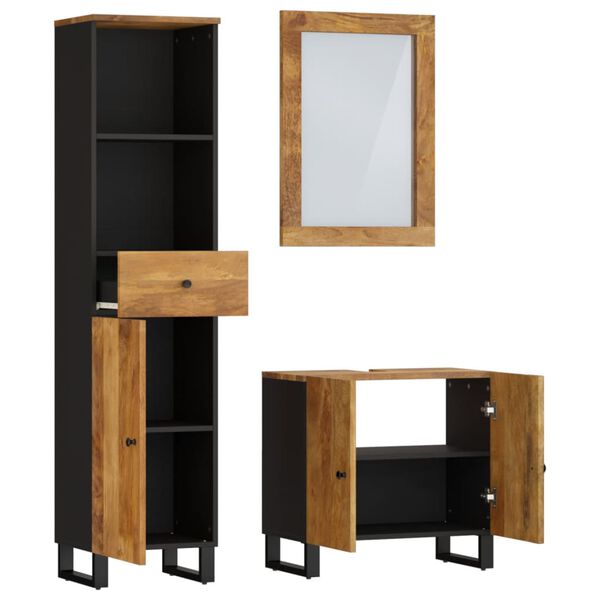vidaXL Set mobilier de baie, 3 piese, lemn masiv de mango